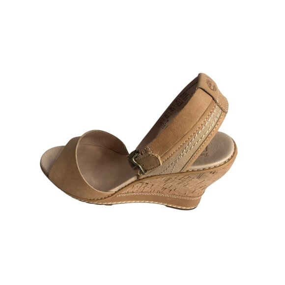Timberland Earthkeepers Sandals Womens 7.5 Tan Wedge Cork Anti Fatigue Leather - Picture 7 of 14